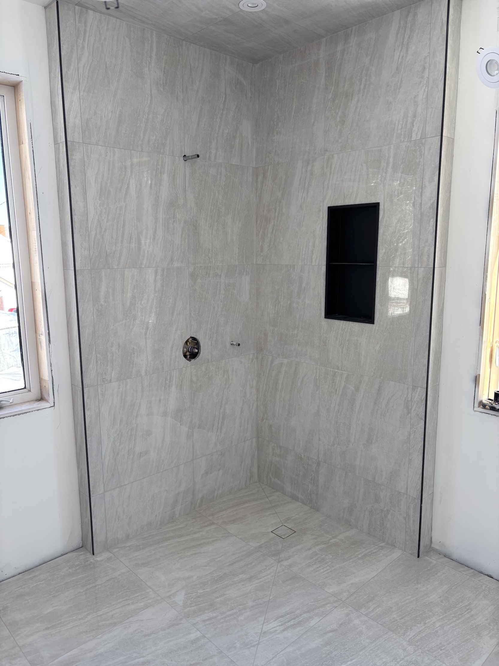 White marble shower