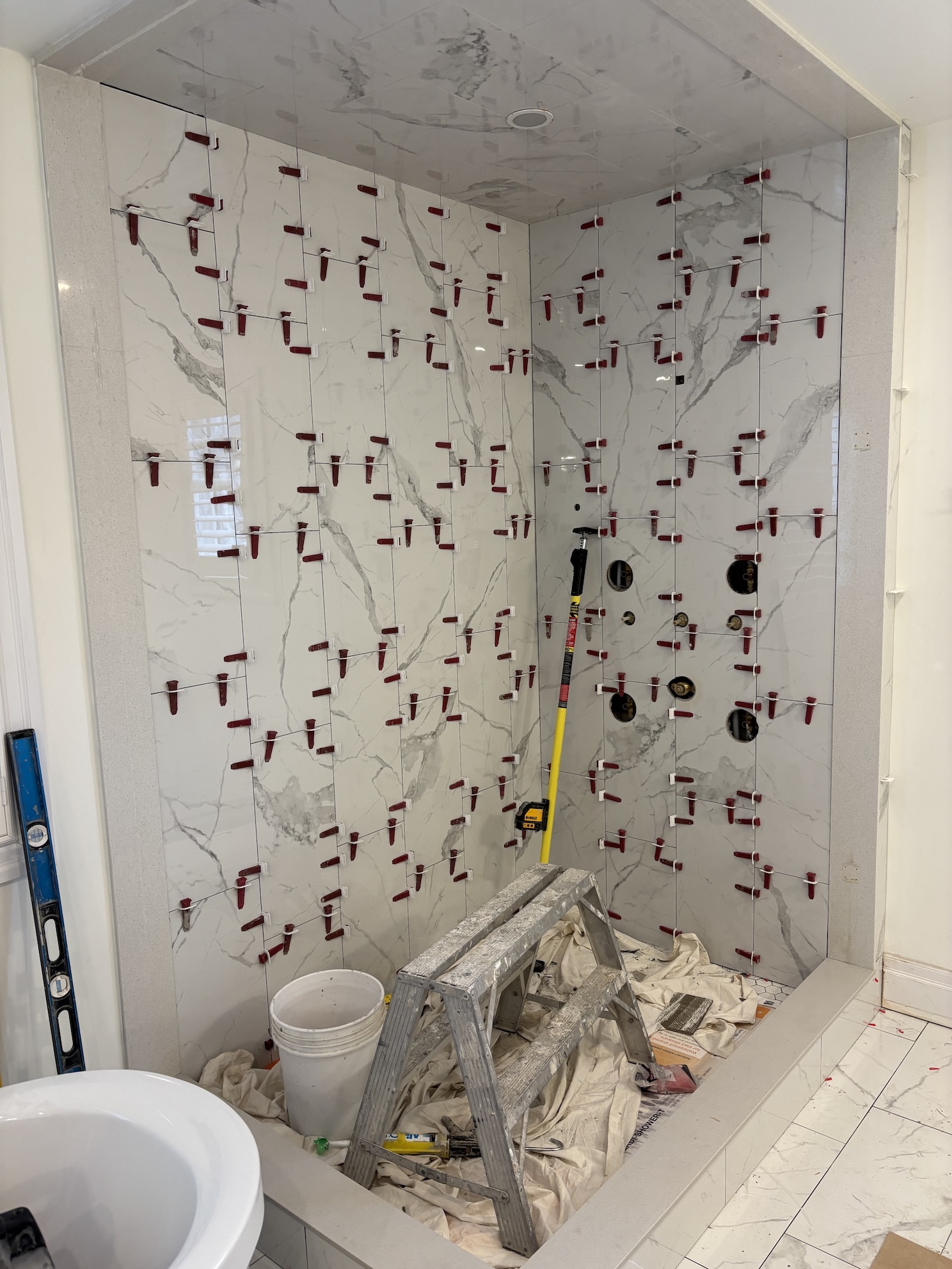 Tile spacer installation
