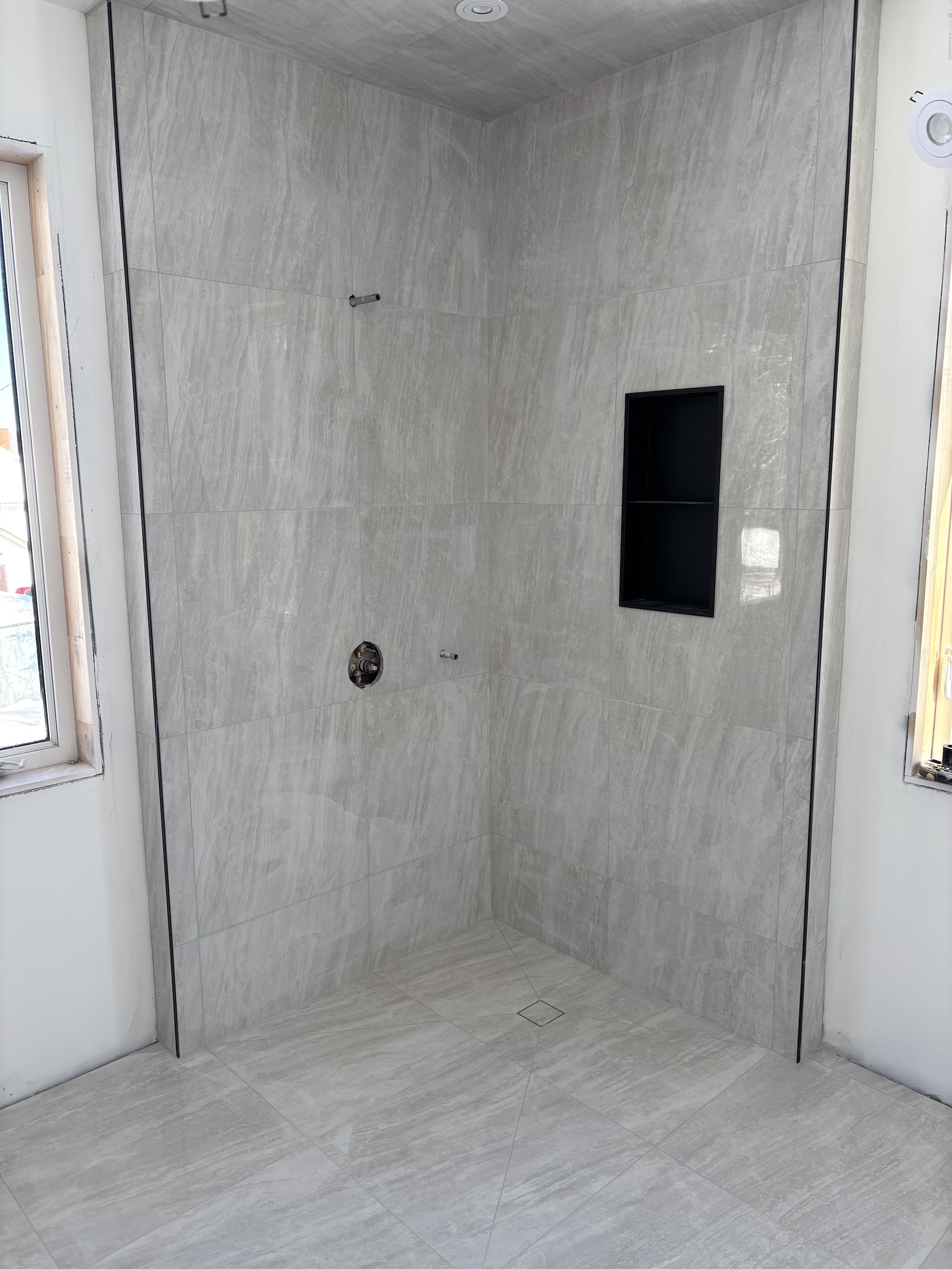 White marble shower